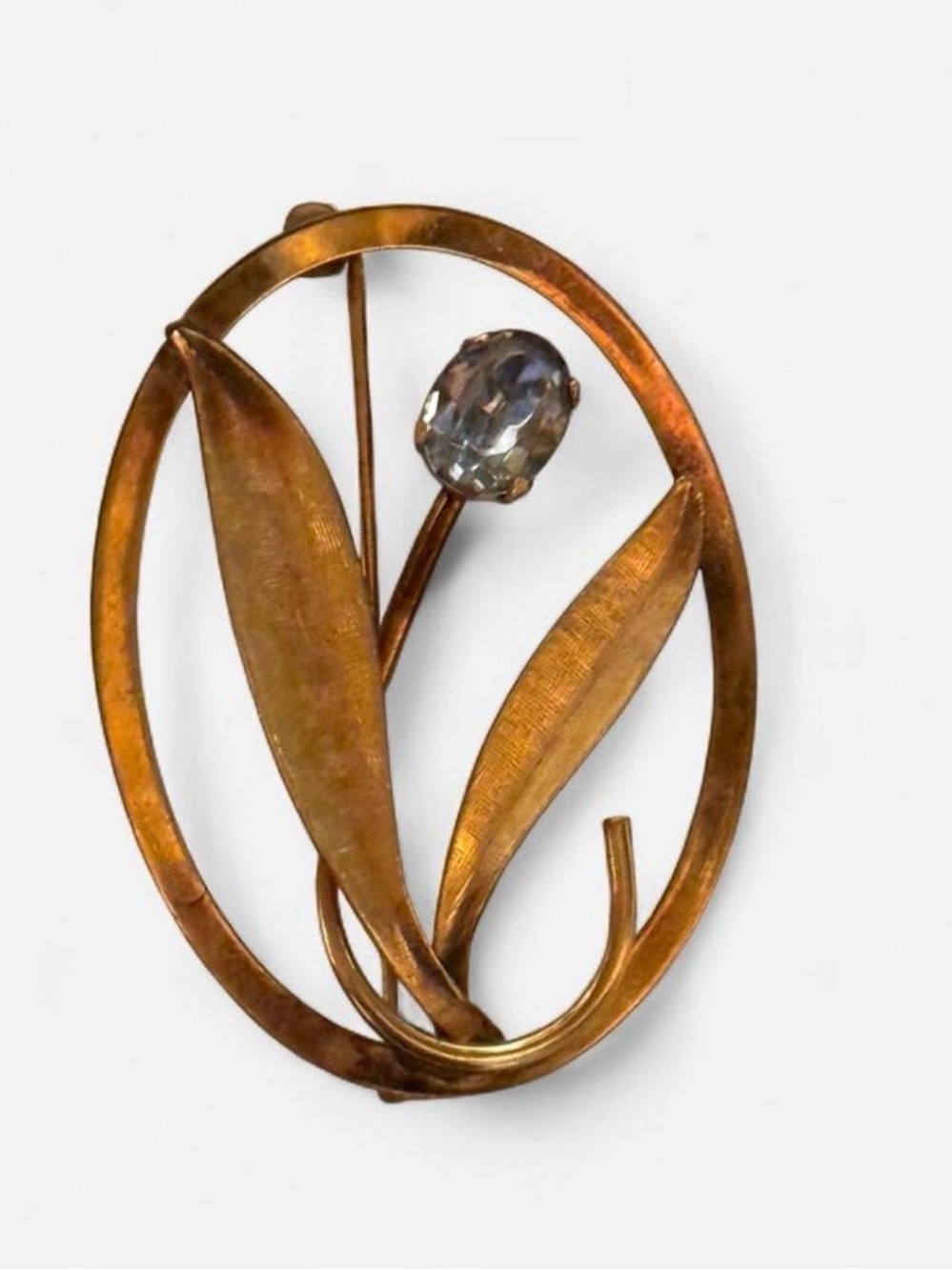 Vintage 1950s Van Dell 12K Gold Filled March Birthstone Floral Brooch